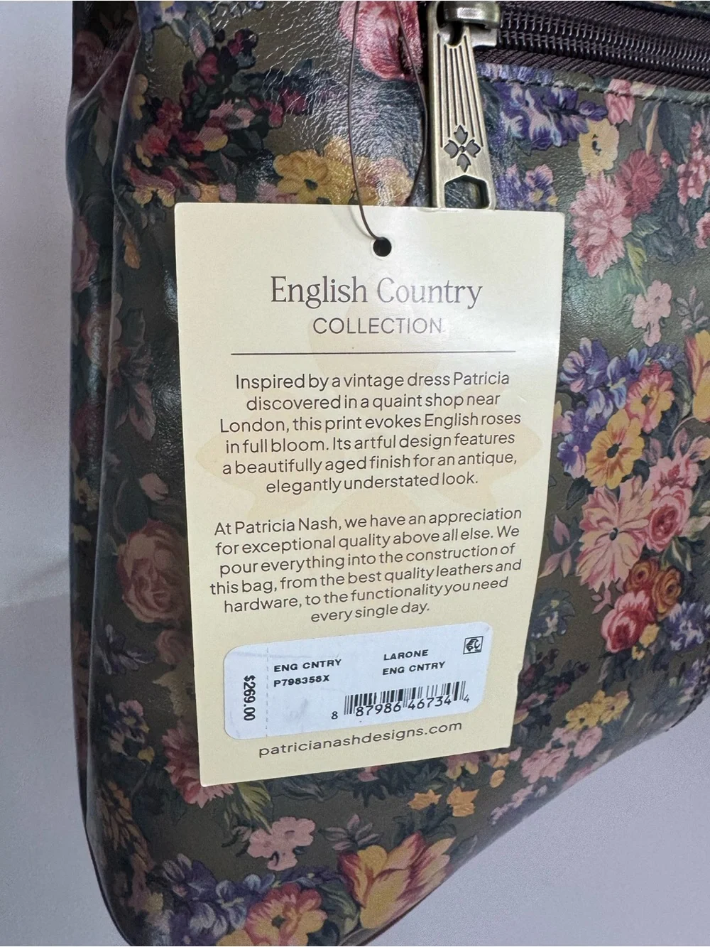 #384 Patricia Nash Larone Leather Shoulder Bag English Country Garden